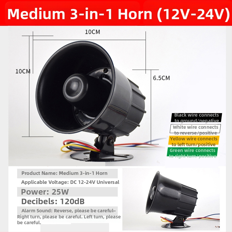 Vysoko tónový reproduktor cúvací klaksón – model Reversing horn, bez prispôsobenia