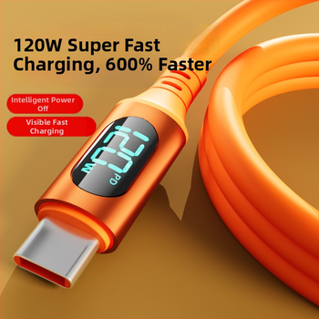 Καλώδιο φόρτισης Type-C με μέγιστη ισχύ 120W, ψηφιακή οθόνη, με ένα άκρο, TPE υλικό