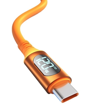 Καλώδιο φόρτισης Type-C με μέγιστη ισχύ 120W, ψηφιακή οθόνη, με ένα άκρο, TPE υλικό