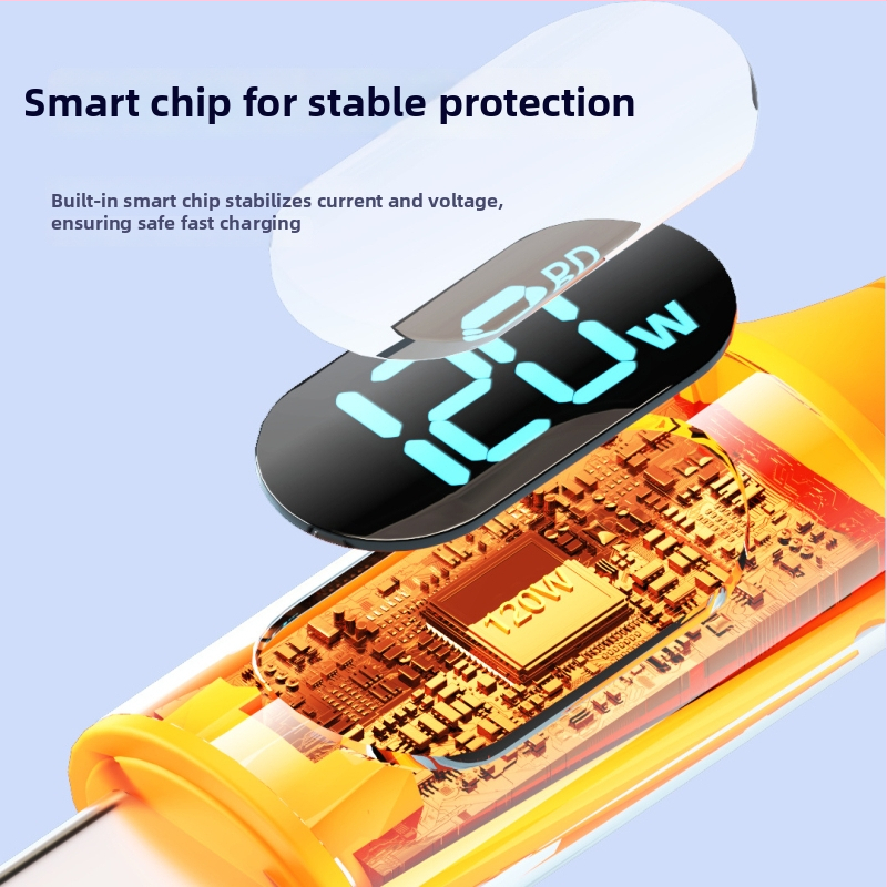 Καλώδιο φόρτισης Type-C με μέγιστη ισχύ 120W, ψηφιακή οθόνη, με ένα άκρο, TPE υλικό