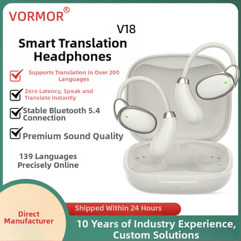 VTrans-18 pametne slušalice za prijevod s ušnim držačem, višeznačni simultani prijevod u stvarnom vremenu, Android, Bluetooth, domet 10 m, dodirno + tipkovno upravljanje