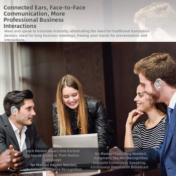 VTrans-18 pametne slušalice za prijevod s ušnim držačem, višeznačni simultani prijevod u stvarnom vremenu, Android, Bluetooth, domet 10 m, dodirno + tipkovno upravljanje