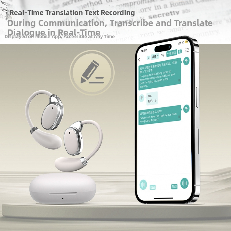 VTrans-18 pametne slušalice za prijevod s ušnim držačem, višeznačni simultani prijevod u stvarnom vremenu, Android, Bluetooth, domet 10 m, dodirno + tipkovno upravljanje