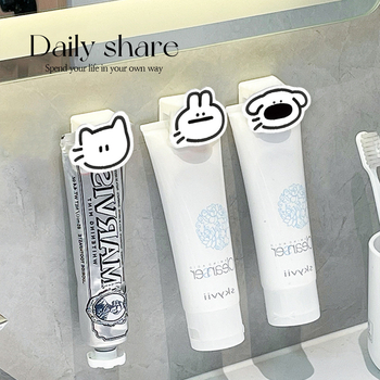 Изстисквач за паста за зъби, стенен държач и клип за почистване на лице, баня, мултифункционален