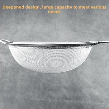 Rozsdamentes acélból készült szita műanyag fogantyúval ultrafin szűréshez — szója tejhez, gyümölcsléhez, liszthez és maradékokhoz kínai gyógynövényekből; csúszásmentes, hőálló, dupla és egyszerű kampókkal