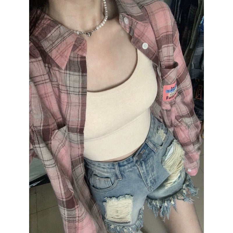 Cămașă polo în stil coreean, croială lejeră, mâneci lungi, poliester, fără călcare, nasturi în față