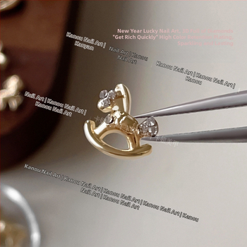 Dekoracije za nokte Godina konja, 12-grid mješavina cirkonija, legura, kod Z2HJ146, Serija Princeza, Crtani uzorak, Stil laganog luksuza, Instagram stil