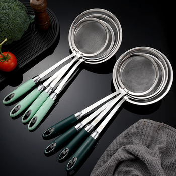 304 rozsdamentes acél hálószűrő hosszú nyéllel, mély olajsütéshez és forró fazékhoz – csúszásgátló, égésgátló, kettős akasztó