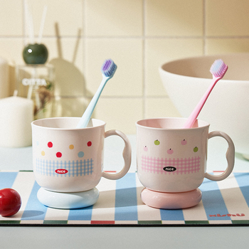 Dječji čašica za četkicu s držalom, otisak s točkicama, PP plastika, okruglog oblika, Marke Also, 120 komada po kartonu