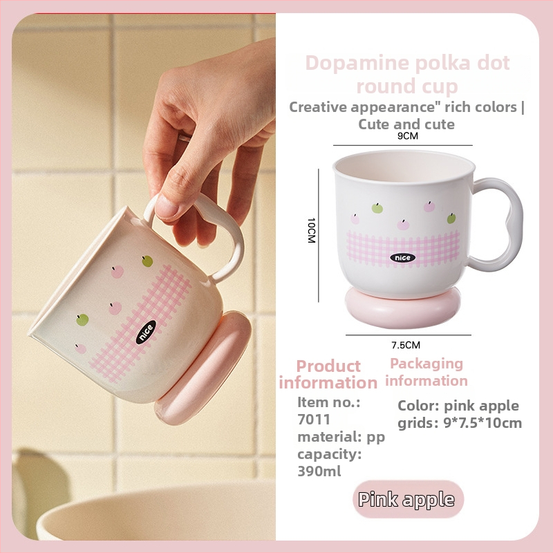 Dječji čašica za četkicu s držalom, otisak s točkicama, PP plastika, okruglog oblika, Marke Also, 120 komada po kartonu