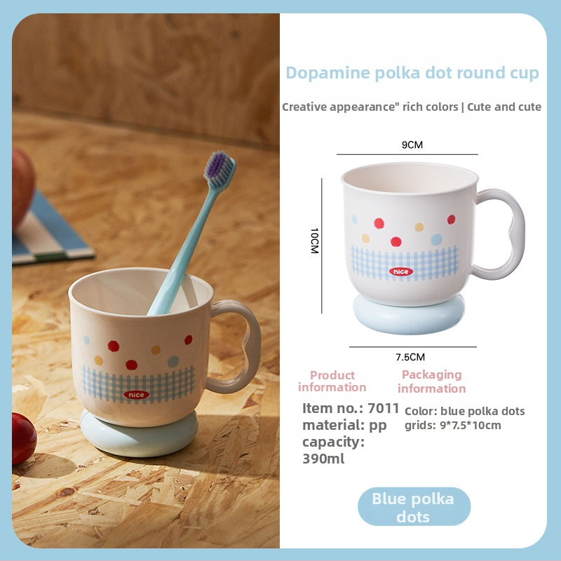 Dječji čašica za četkicu s držalom, otisak s točkicama, PP plastika, okruglog oblika, Marke Also, 120 komada po kartonu