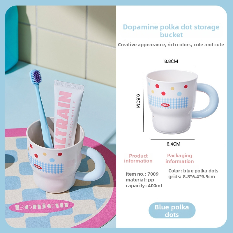 Dječji čašica za četkicu s držalom, otisak s točkicama, PP plastika, okruglog oblika, Marke Also, 120 komada po kartonu