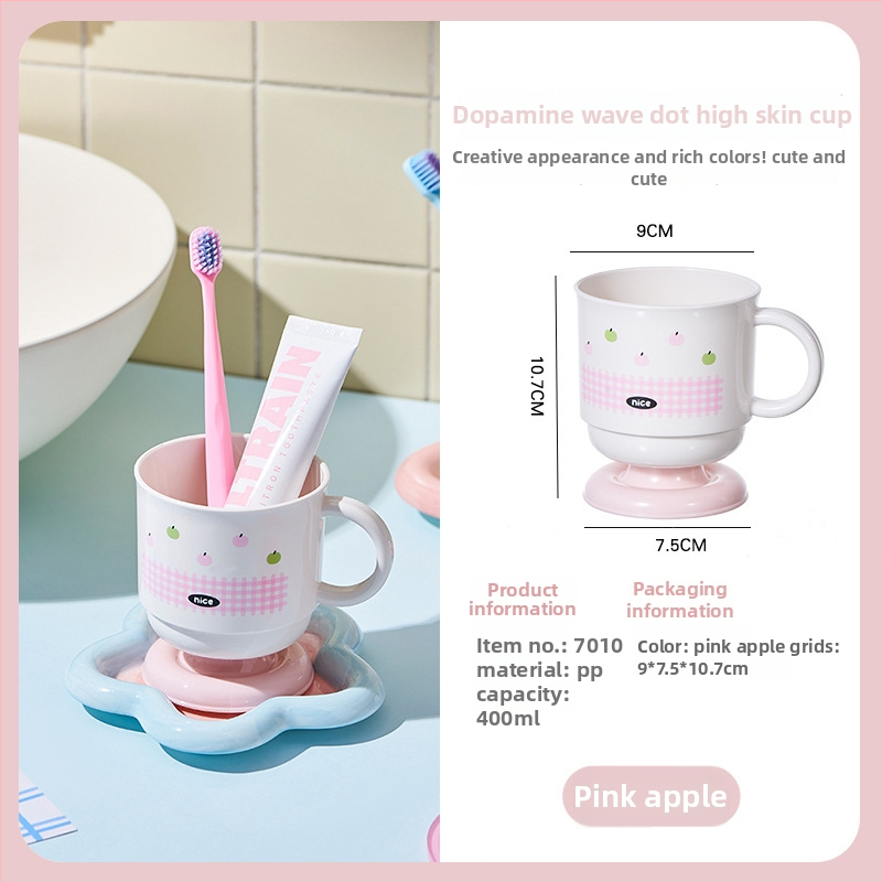 Dječji čašica za četkicu s držalom, otisak s točkicama, PP plastika, okruglog oblika, Marke Also, 120 komada po kartonu