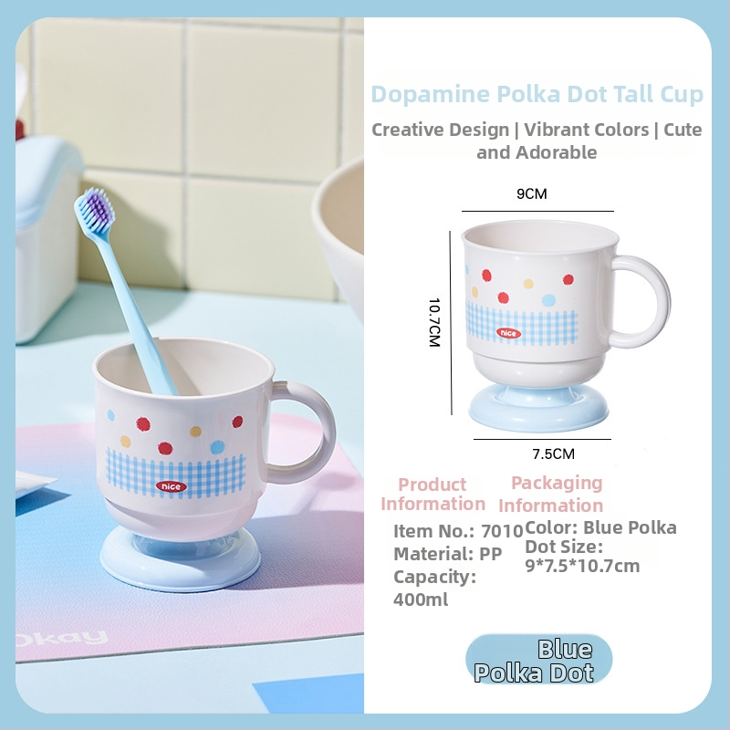 Dječji čašica za četkicu s držalom, otisak s točkicama, PP plastika, okruglog oblika, Marke Also, 120 komada po kartonu