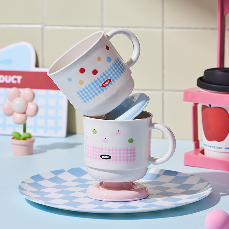 Dječji čašica za četkicu s držalom, otisak s točkicama, PP plastika, okruglog oblika, Marke Also, 120 komada po kartonu