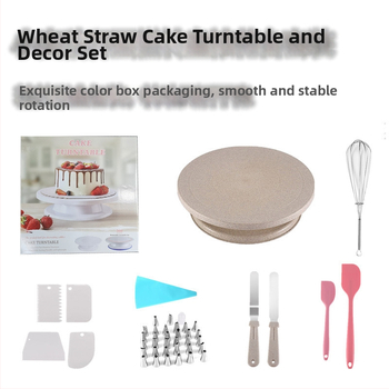 Set alata za ukrašavanje torti s okruglom okretnoj pločom, plastična spatula, šprica za kremu, ukrasni nastavci i mikser za jaja