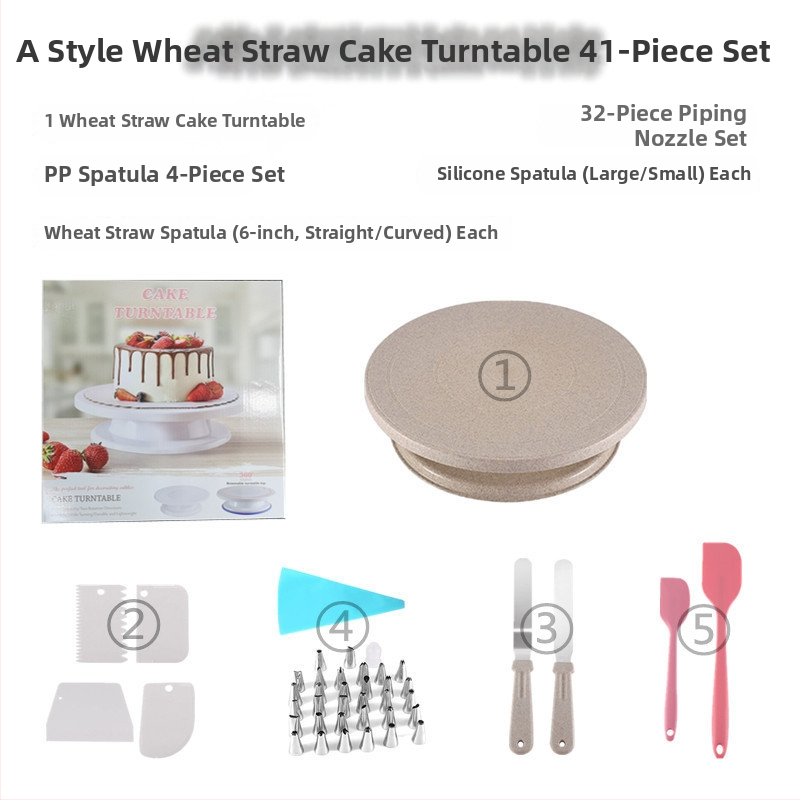 Set alata za ukrašavanje torti s okruglom okretnoj pločom, plastična spatula, šprica za kremu, ukrasni nastavci i mikser za jaja