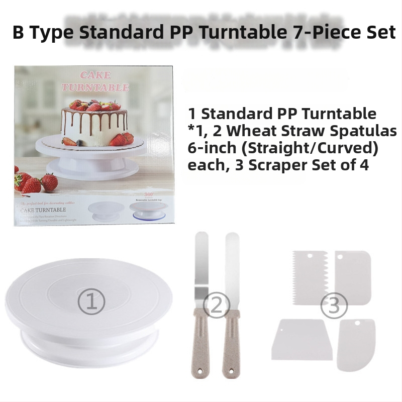 Set alata za ukrašavanje torti s okruglom okretnoj pločom, plastična spatula, šprica za kremu, ukrasni nastavci i mikser za jaja