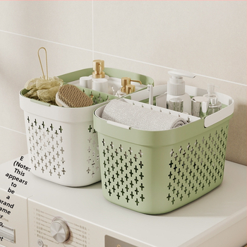 Κάλαθι αποθήκευσης μπάνιου με αποστράγγιση, πλαστικό PP, μινιμαλιστικό στυλ, φορητό κάλαθι ντους (Μοντέλο: Πολλαπλές προδιαγραφές; Συσκευασία: 96 τεμάχια)