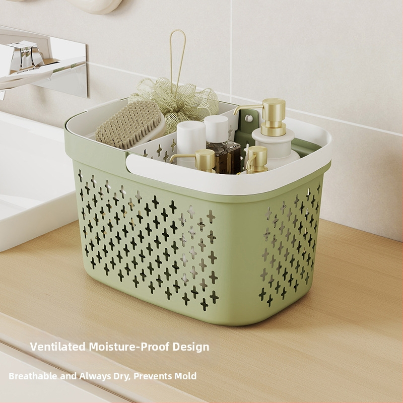 Κάλαθι αποθήκευσης μπάνιου με αποστράγγιση, πλαστικό PP, μινιμαλιστικό στυλ, φορητό κάλαθι ντους (Μοντέλο: Πολλαπλές προδιαγραφές; Συσκευασία: 96 τεμάχια)