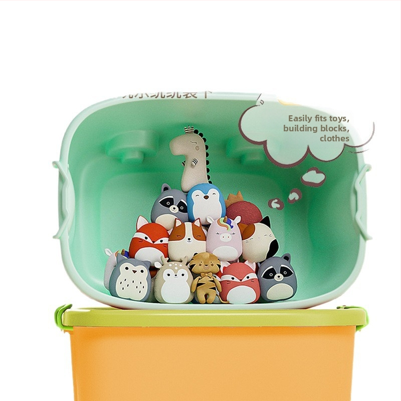 Πλαστικό κουτί αποθήκευσης παιχνιδιών με τροχούς, φορητό, χωρητικότητα 20–30 λίτρων, πολυχρηστικό, στυλ καρτούν