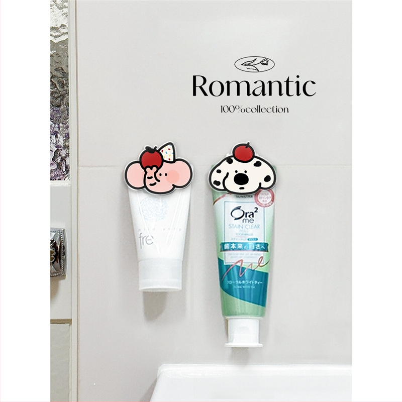 Držiak na pastu Happy Little Pig, nástenný bezvŕtový montáž, klip na pastu a polica do kúpeľne