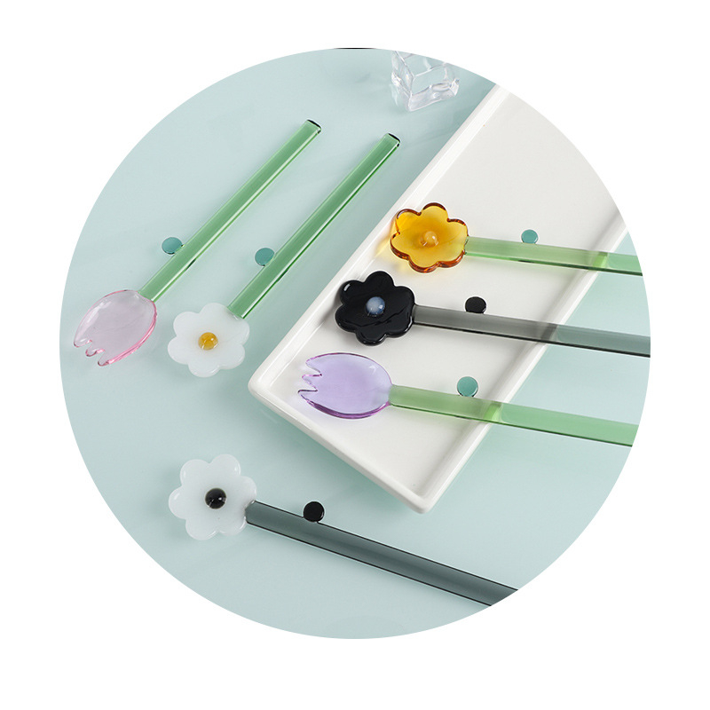 Staklena žlica, nordijski stil, jednobojni uzorak, otisnuti logo, mogućnost prilagodbe