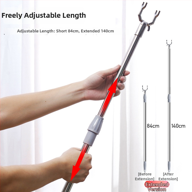 Rozsdamentes acél kihúzható ruhaszárító rúd – egyrészes kar, vastag kivitelezés, erkélyhez