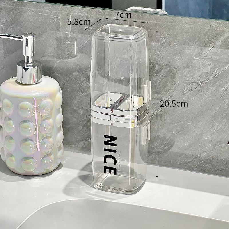3-u-1 putni set za čašicu za usta i čašicu za četkicu za zube, plastika, model QY-030, mogućnost otiska logotipa
