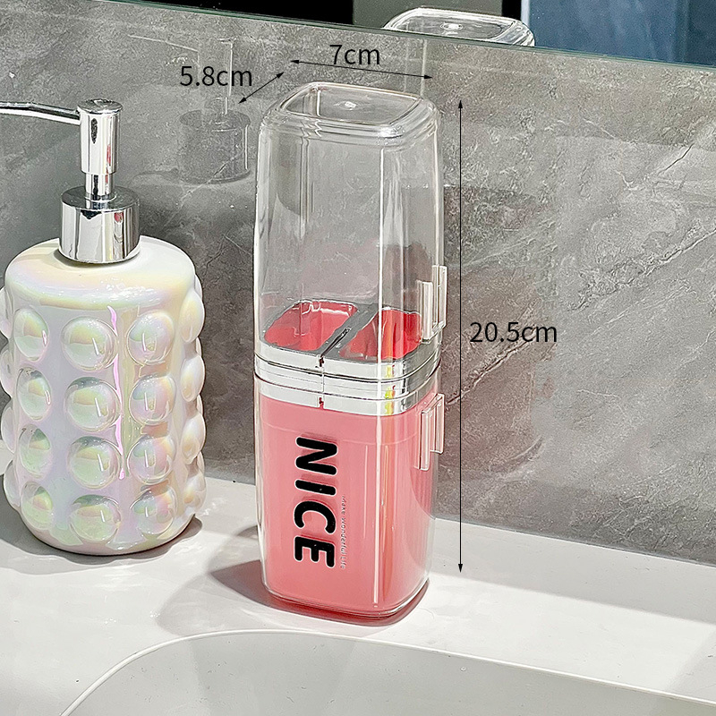 3-u-1 putni set za čašicu za usta i čašicu za četkicu za zube, plastika, model QY-030, mogućnost otiska logotipa