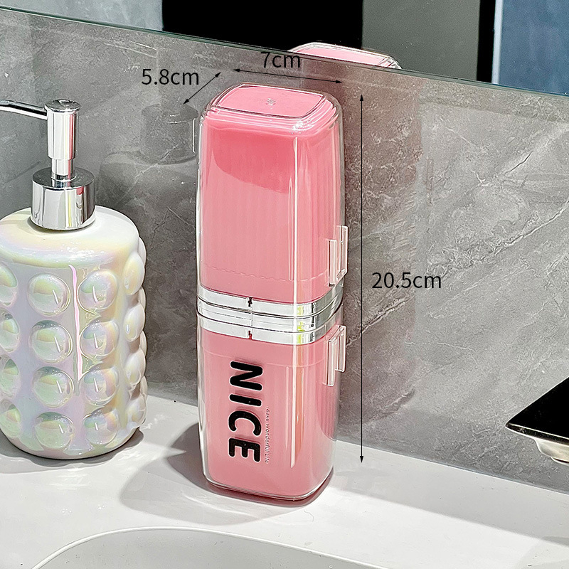 3-u-1 putni set za čašicu za usta i čašicu za četkicu za zube, plastika, model QY-030, mogućnost otiska logotipa