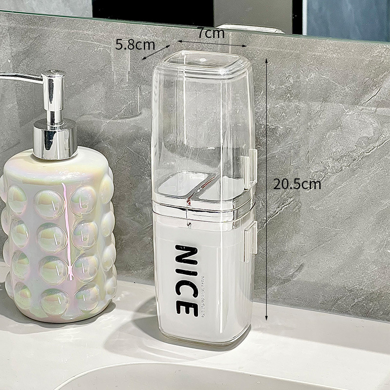 3-u-1 putni set za čašicu za usta i čašicu za četkicu za zube, plastika, model QY-030, mogućnost otiska logotipa