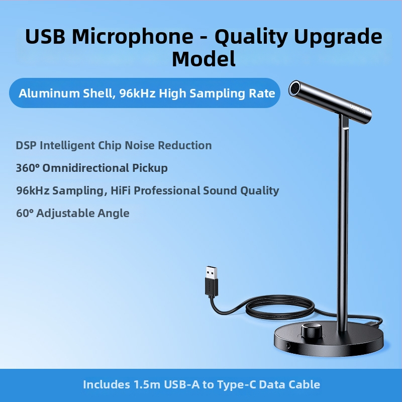 Cm379 USB stolný mikrofón pre živé vysielanie a hranie, omnidirektný príjem, dynamický prvok, SNR ≥70 dB