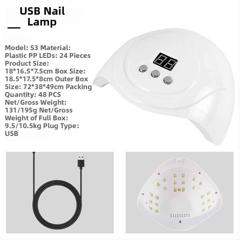 USB körömlámpa, 24 LED, érzékelő, időzítő, modell Q4, Zhejiang eredetű