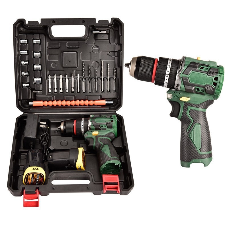 Brushless lítium akkumulátoros fúró – egyenes pisztoly-formájú kivitel, fokozatmentes sebességszabályozás, maximális fúrótár átmérője 10 mm