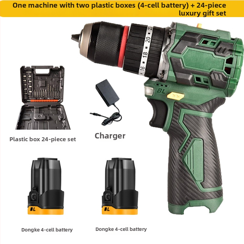 Bezuhlíková lítiová vŕtačka – pravý pištoľový dizajn, plynulá regulácia rýchlosti, maximálny priemer vrtáka 10 mm