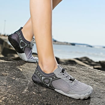 Παπούτσια διάσχισης ποταμών - Unisex, διαπνέον επάνω από πλέγμα, σόλα από φυσικό καουτσούκ, ελαστικό κλείσιμο με λουρί