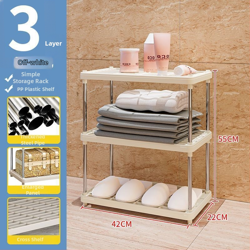 Podlahový regál do kúpeľne s plastovým povrchom, jednopolový, nosnosť do 1 kg