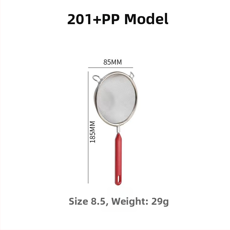 Kézi szita 201-es rozsdamentes acélból, két füllel, sütéshez — csúszásmentes, égésgátló