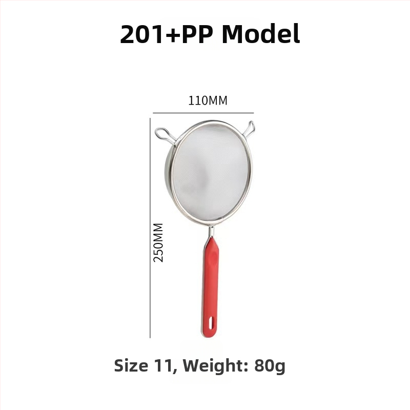 Kézi szita 201-es rozsdamentes acélból, két füllel, sütéshez — csúszásmentes, égésgátló