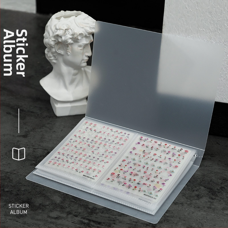 Album na skladovanie nálepiek na nechty – japonský štýl, priehľadný, prachotesný, pre nálepky na nechty, zobrazenie a usporiadanie, 33 g, doska na zobrazenie nechtového umenia, základné balenie