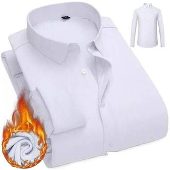 Ανδρικό πουκάμισο με επένδυση φλίς, μακριά μανίκια, γιακά τύπου stand, στενή γραμμή, πολυεστέρας (Πολυεστέρας; φλίς επένδυση; μακριά μανίκια; γιακά τύπου stand; στενή γραμμή)