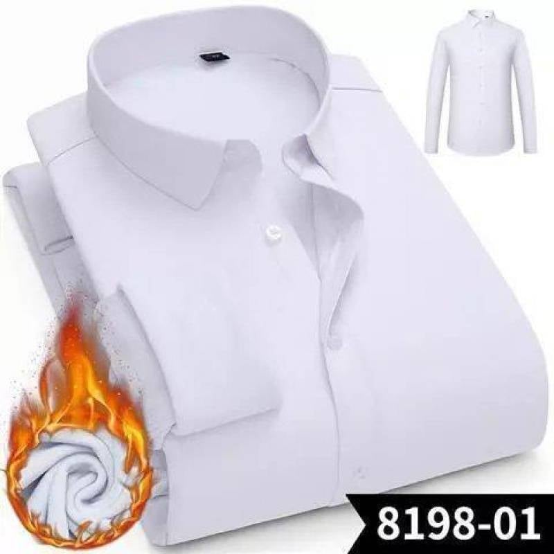 Ανδρικό πουκάμισο με επένδυση φλίς, μακριά μανίκια, γιακά τύπου stand, στενή γραμμή, πολυεστέρας (Πολυεστέρας; φλίς επένδυση; μακριά μανίκια; γιακά τύπου stand; στενή γραμμή)