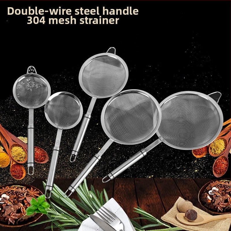 304 rozsdamentes acél – merítőkanál finom hálószűrővel a szójatejhez, csúszásmentes, dupla kampó, égés elleni védelem