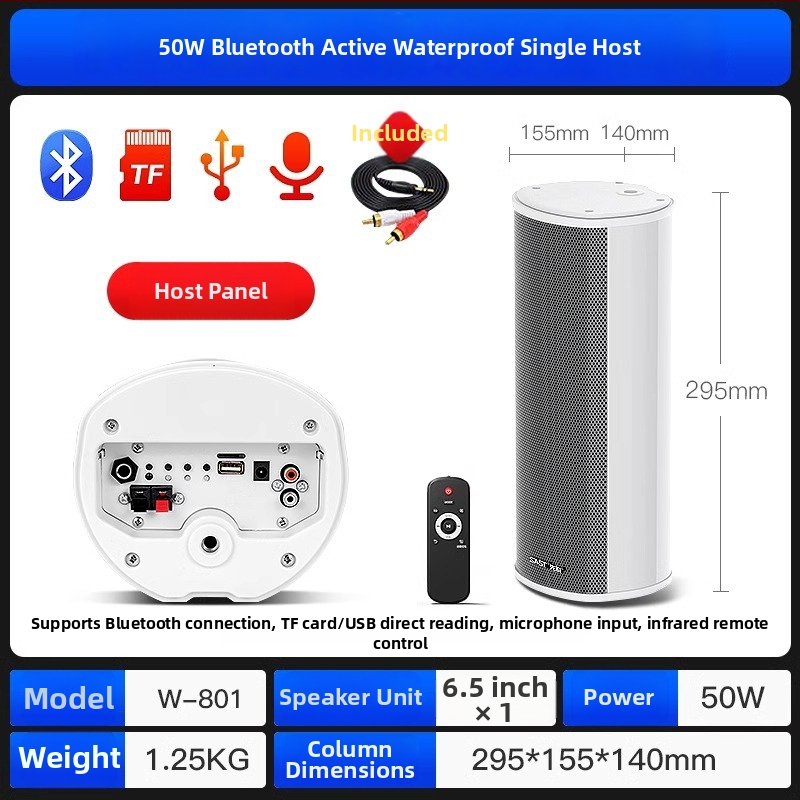 Aktív vonkajší stĺpový reproduktor (Bluetooth, 2 reproduktory, 3D ozvučenie, MP3 prehrávanie, TF karta/USB)