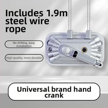 Ruhaszárító dupla rúddal, kézi hajtóorsó, alumíniumötvözet, beltéri emelő