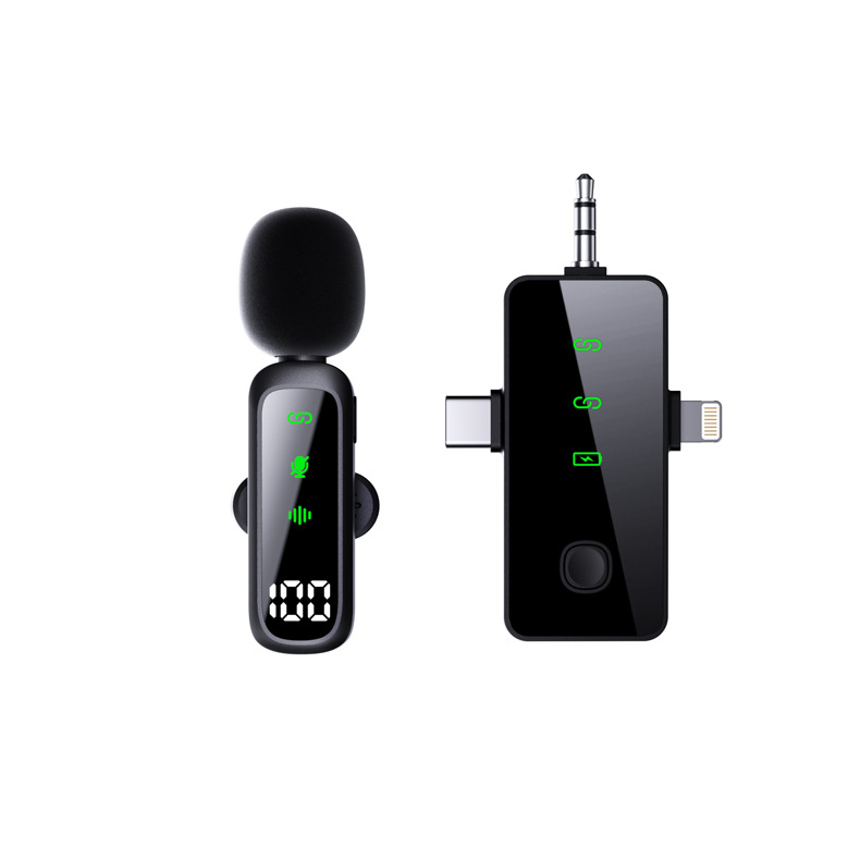 Lavalier mikrofoni T20, 2-u-1 za prijenos uživo i VLOG, omnidirekcionalni, frekvencijski raspon 40 Hz-20 kHz, SNR ≥70 dB, ugrađena baterija 3–6 sati