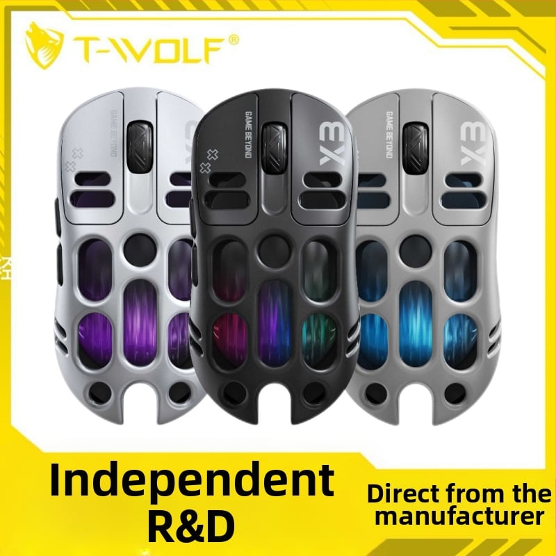 Thunder Wolf X3 ποντίκι παιχνιδιών — τρεις επιλογές σύνδεσης (2.4G + Bluetooth), εργονομικό, 12000 DPI, 6 πλήκτρα