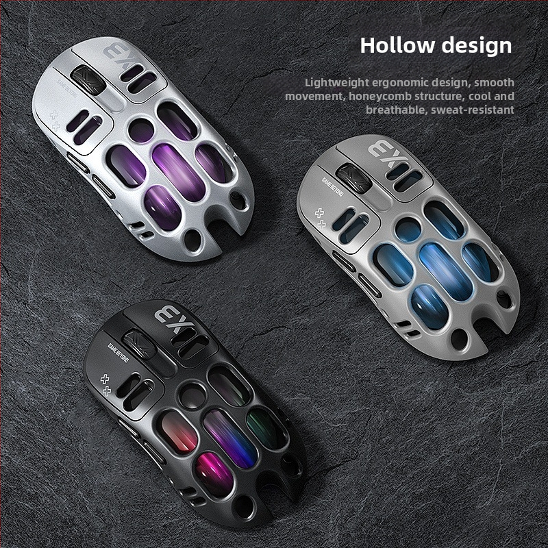 Thunder Wolf X3 ποντίκι παιχνιδιών — τρεις επιλογές σύνδεσης (2.4G + Bluetooth), εργονομικό, 12000 DPI, 6 πλήκτρα