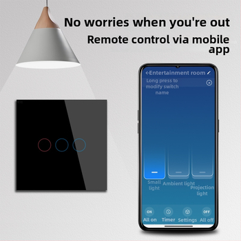 Pametni WiFi prekidač za kućnu upotrebu – jednovodično/neutralno, RF433 daljinsko upravljanje, Alexa tajmer, dodirni upravljanje (100-240V, 10A, razmak rupa 60mm, otporno na plamen ABS)